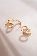 Gold 925 sterling silver hoop and crystal stone detailed earrings pair 38