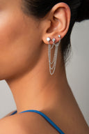 Silver Crystal stone chain detailed 925 sterling silver earrings 41