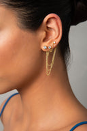 Gold Crystal stone chain detailed 925 sterling silver earrings 41