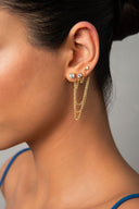 Gold Crystal stone chain detailed 925 sterling silver earrings 41