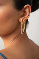 Gold Crystal stone chain detailed 925 sterling silver earrings 41