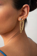 Gold Crystal stone chain detailed 925 sterling silver earrings 41