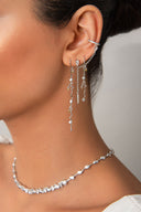 Silver Crystal stone detailed and dangling 925 sterling silver earrings 42