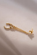 Gold Crystal stone detailed and dangling 925 sterling silver earrings 42