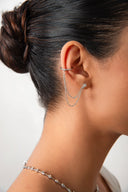 Silver Crystal stone detailed double chain 925 sterling silver earrings 43