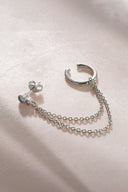 Silver Crystal stone detailed double chain 925 sterling silver earrings 43