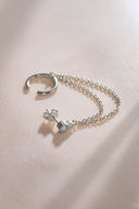 Silver Crystal stone detailed double chain 925 sterling silver earrings 43