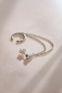 Silver Crystal stone detailed double chain 925 sterling silver earrings 43