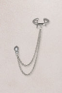 Silver Crystal stone detailed double chain 925 sterling silver earrings 43