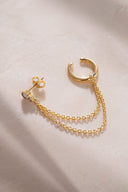Gold Crystal stone detailed double chain 925 sterling silver earrings 43