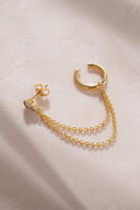 Gold Crystal stone detailed double chain 925 sterling silver earrings 43