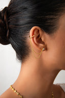 Gold Crystal stone detailed double chain 925 sterling silver earrings 43