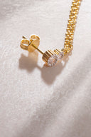 Gold Crystal stone detailed double chain 925 sterling silver earrings 43