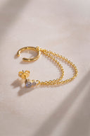Gold Crystal stone detailed double chain 925 sterling silver earrings 43