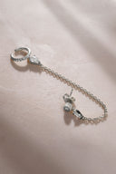 Silver Crystal stone detailed single chain 925 sterling silver earrings 44