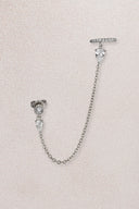 Silver Crystal stone detailed single chain 925 sterling silver earrings 44