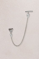 Silver Crystal stone detailed single chain 925 sterling silver earrings 44