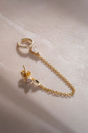 Gold Crystal stone detailed single chain 925 sterling silver earrings 44