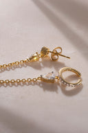 Gold Crystal stone detailed single chain 925 sterling silver earrings 44