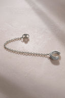 Silver 925 sterling silver chain and crystal stone detailed cartilage earrings 46