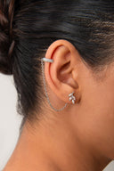 Silver 925 sterling silver chain and crystal stone detailed cartilage earrings 46