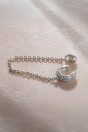 Silver 925 sterling silver chain and crystal stone detailed cartilage earrings 46