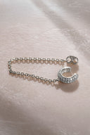 Silver 925 sterling silver chain and crystal stone detailed cartilage earrings 46