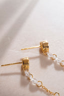 Gold Pear and crystal stone detailed 925 sterling silver earrings 59