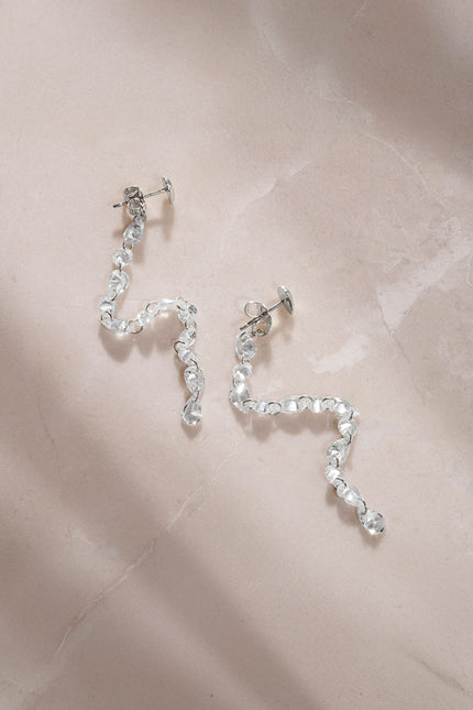 Silver Long sparkling and crystal stone detailed 925 sterling silver earrings 60