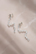 Silver Long sparkling and crystal stone detailed 925 sterling silver earrings 60