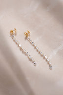 Gold Long sparkling and crystal stone detailed 925 sterling silver earrings 60