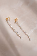 Gold Long sparkling and crystal stone detailed 925 sterling silver earrings 60