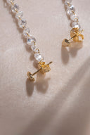 Gold Long sparkling and crystal stone detailed 925 sterling silver earrings 60