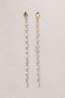 Gold Long sparkling and crystal stone detailed 925 sterling silver earrings 60