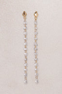 Gold Long sparkling and crystal stone detailed 925 sterling silver earrings 60