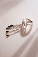 Silver Black stone chain and crystal stone detailed 925 sterling silver cartilage earrings 63