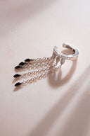 Silver Black stone chain and crystal stone detailed 925 sterling silver cartilage earrings 63