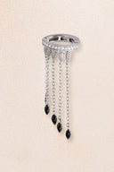 Silver Black stone chain and crystal stone detailed 925 sterling silver cartilage earrings 63