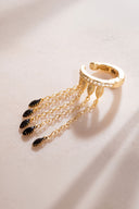 Gold Black stone chain and crystal stone detailed 925 sterling silver cartilage earrings 63