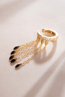 Gold Black stone chain and crystal stone detailed 925 sterling silver cartilage earrings 63