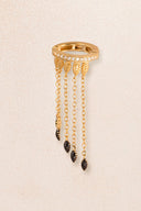 Gold Black stone chain and crystal stone detailed 925 sterling silver cartilage earrings 63