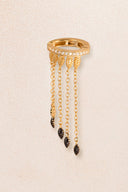 Gold Black stone chain and crystal stone detailed 925 sterling silver cartilage earrings 63
