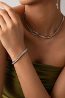 Silver Crystal stone detailed 925 sterling silver tennis bracelet 64