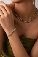 Silver Crystal stone detailed 925 sterling silver tennis bracelet 64
