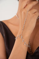 Silver Elegant chain and 925 sterling silver shahmaran with crystal stone details on the wrist parts 103