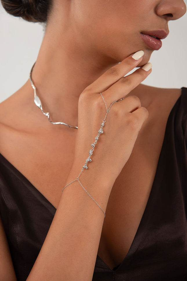 Silver 925 sterling silver shahmaran with dangling round crystal stone detail 104