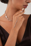 Silver 925 sterling silver shahmaran with dangling round crystal stone detail 104