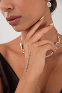 Silver 925 sterling silver shahmaran with dangling round crystal stone detail 104