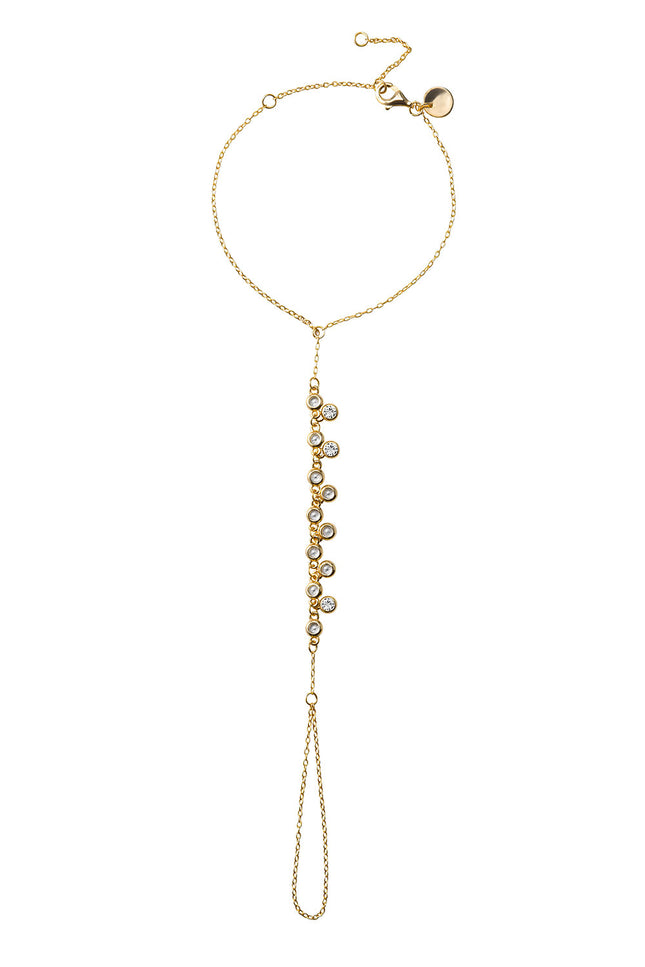 Gold 925 sterling silver shahmaran with dangling round crystal stone detail 104