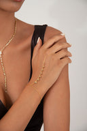 Gold 925 sterling silver shahmaran with dangling round crystal stone detail 104